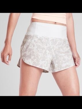 Athleta Neutral Camo High-Waist Athletic Shorts